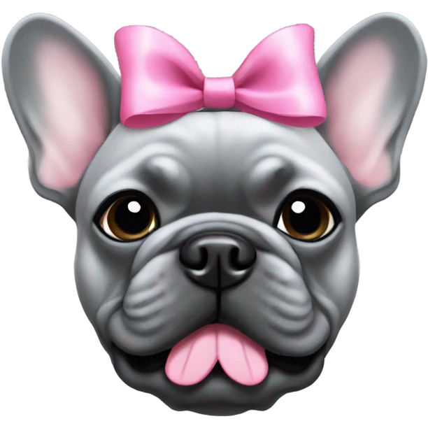Gray Frenchie with pink bow emoji