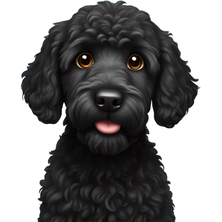 Little black labradoodle named Hugo  emoji
