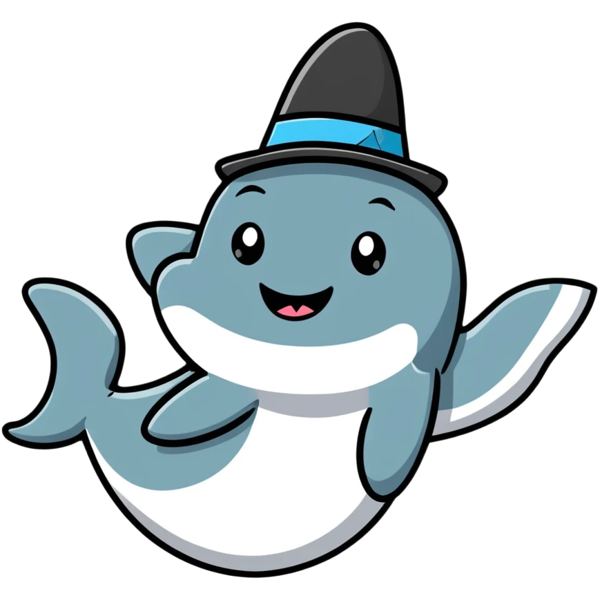 Shark with a top hat emoji