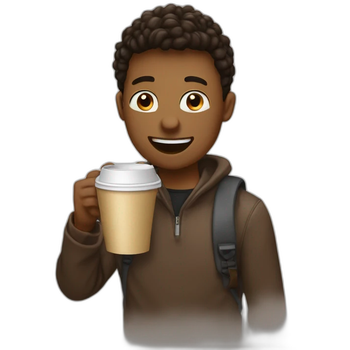 a student stedd drinking a big take away coffe emoji