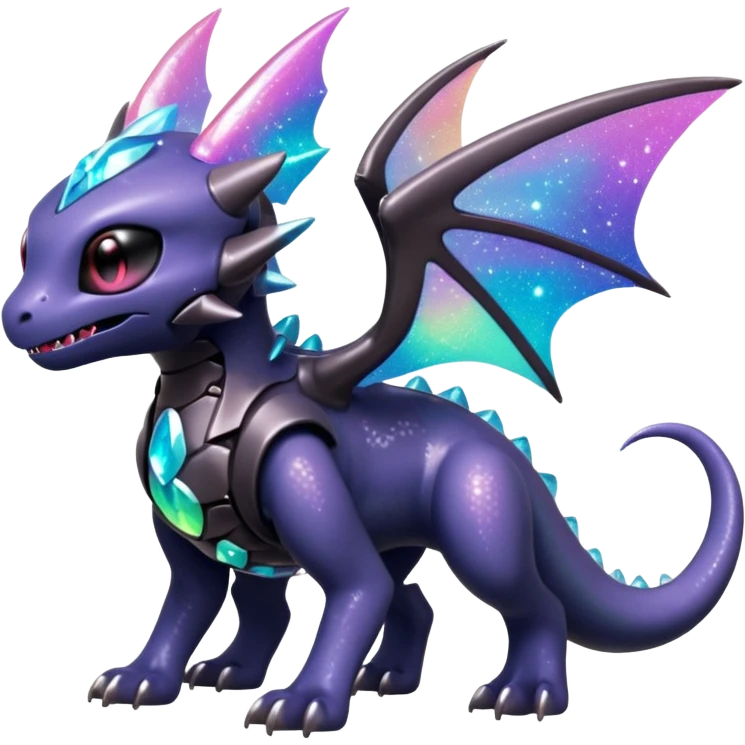 Mechanical Sparkly Glittery Nebulae Beautiful Gorgeous Pretty Pastel Hot Exotic Lush Warm Cute Adorable Colorful Shiny Iridescent Futuristic Modern Cybernetic Toothless-Protogen-Vernid-Fakémon-Pokémon-creature-fusion (full body) emoji