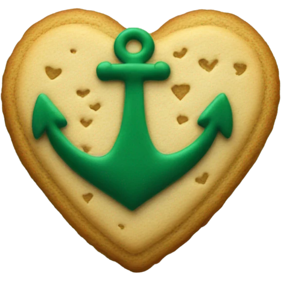 cookie heart with dark green anchor emoji