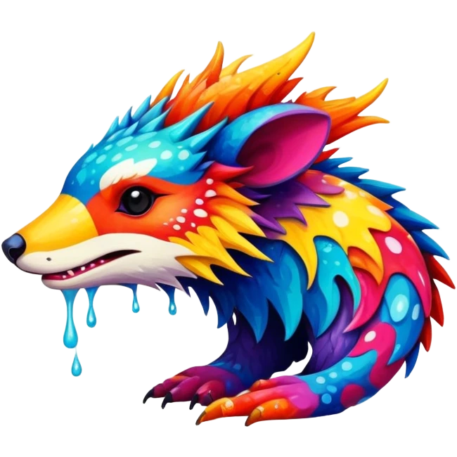 a colorful edgy vernid-fionbri-animal-creature with splash patterns emoji