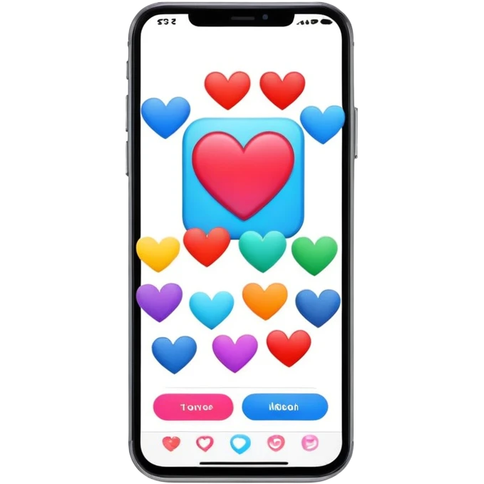  smartphone showing a colorful social media post with a heart and image icon emoji