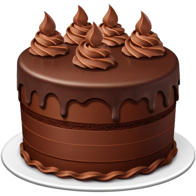 Chocolate fudge cake with chocolate base and chocolate frosting with chocolate pieces  emoji