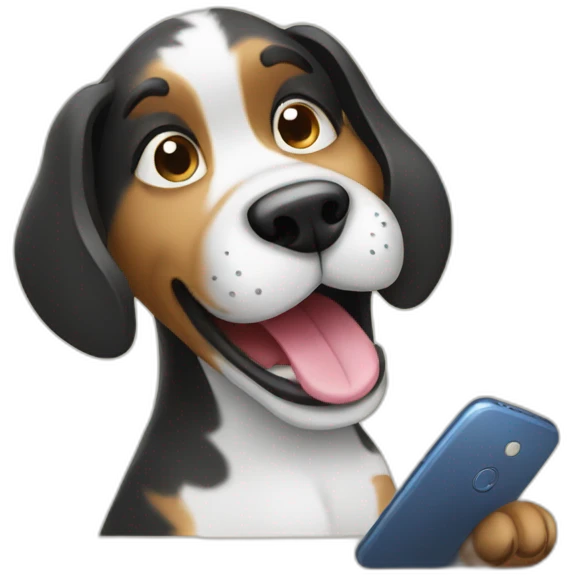 Dog calling on phone emoji