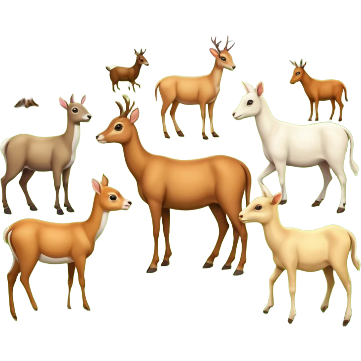 Plz make a perfect image of Deer horse bullfrog goat together  in on frame emoji