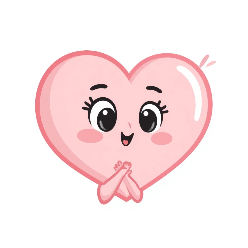 kawaii chibi pink heart character with big sparkling eyes, soft pastel colors emoji