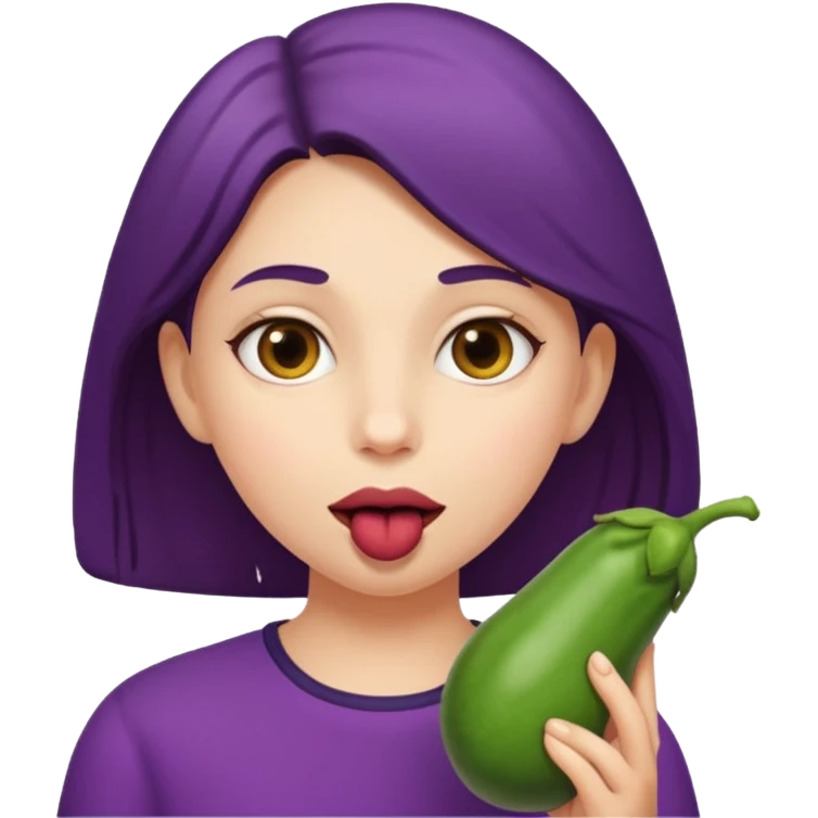 girl brinjal in mouth emoji