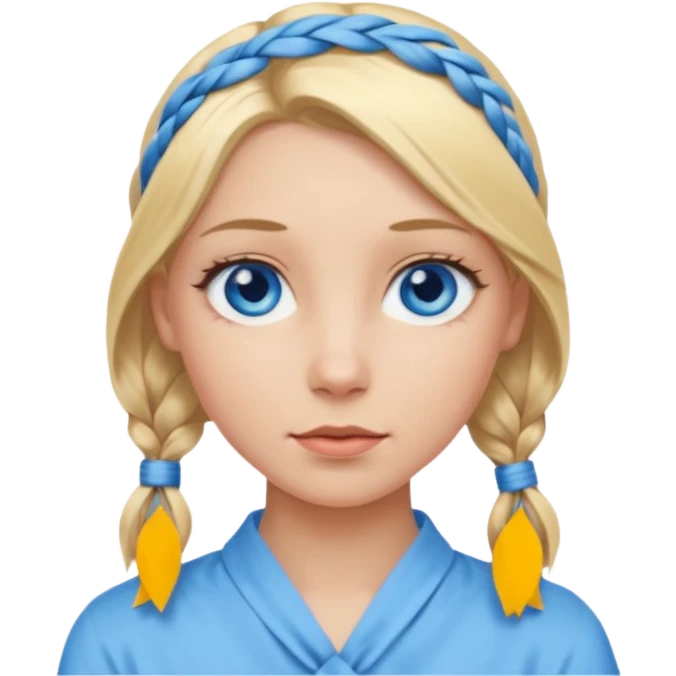 blonde girl with tied hair and blue eyes emoji
