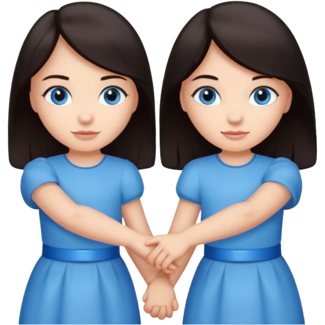 Two friends holding hands girls dark hair emoji