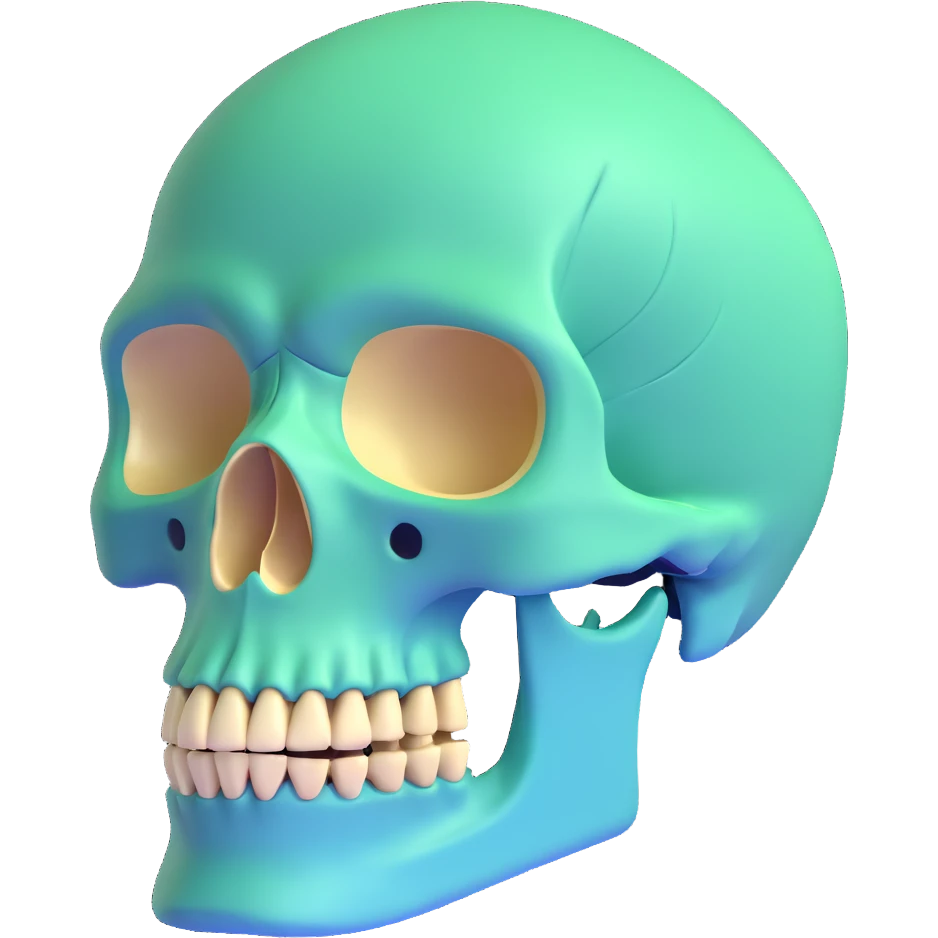 3D skull with Milwaukee Bucks colors (green, cream, blue) emoji