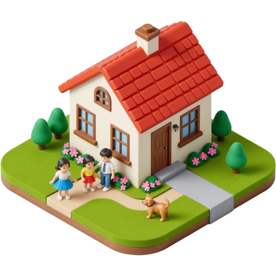 house with a family and pet emoji