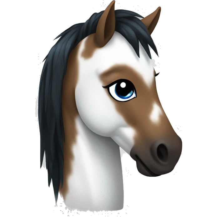 Pony Brown and White with Blue eyes and black hair emoji