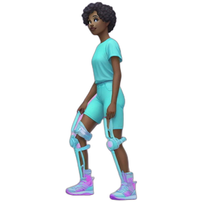 Vaporwave person with prosthetic leg  emoji