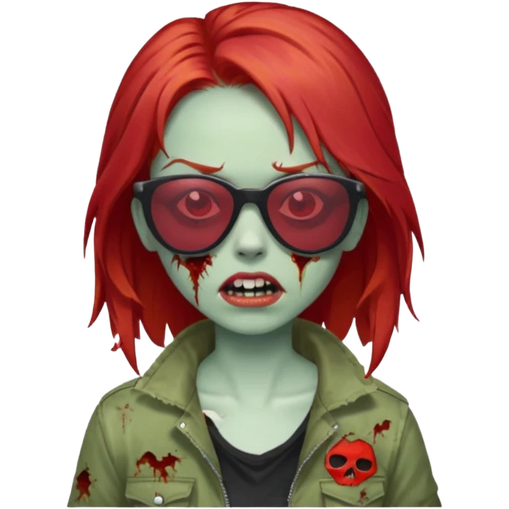 Zombie girl with red hair and sun glasses emoji