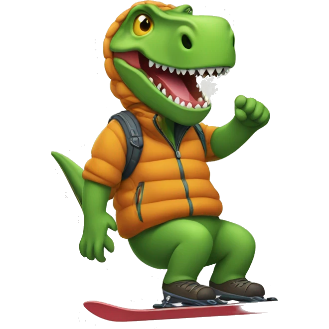 Dino skiing emoji