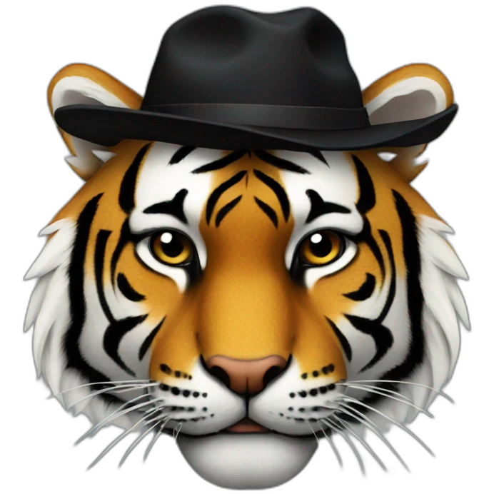A tiger with a black hat emoji