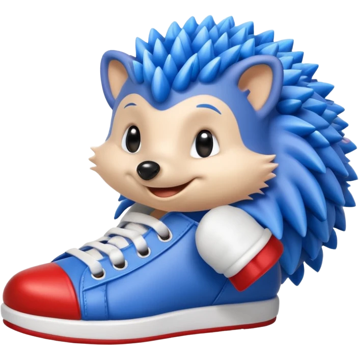blue hedgehog with red and white shoes standing and smiling emoji
