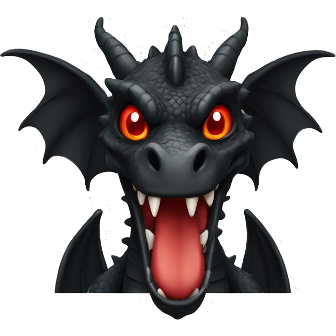 Black dragon with circle head and red eyes emoji