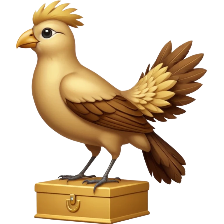 golden bird on top, cream-colored on the chest emoji