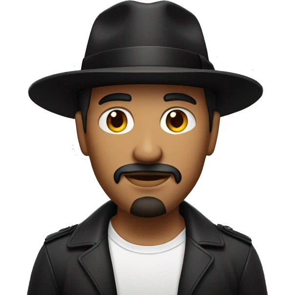 Red skinned man with black fedora and black goatee emoji