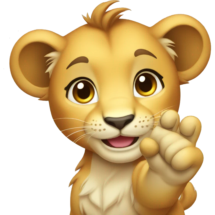 cute female lion cub waving emoji