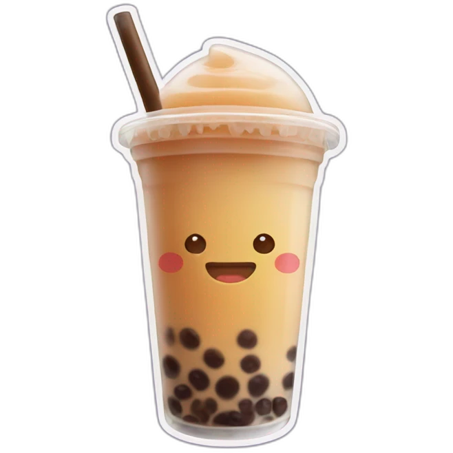 Chat qui bois un bubble tea emoji