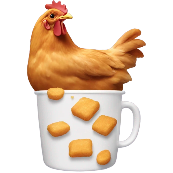 Chicken nuggets happily playing in a cup of ranch emoji