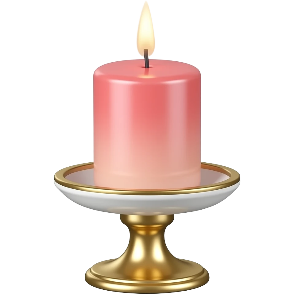 elestial glossy soft smooth Thin tall neat petite cute slim dainty narrow Pastel Reddish-pinkish-gradient vintage candle on a tiny narrow gold and white stand emoji