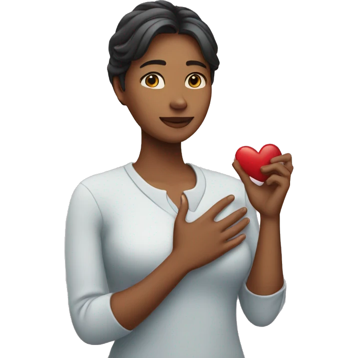 Woman with hand over her heart emoji