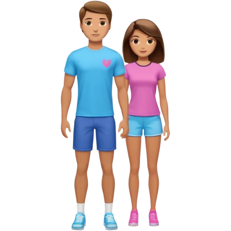 barbie merliah summers as a guy with brown har and brown eyes and tanned skin and full body emoji