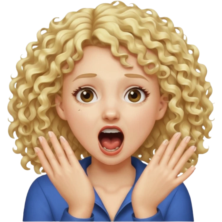 Emoji di ragazza bionda riccia che urla e mette una mano in faccia emoji