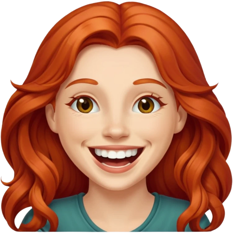 laughing long red haired woman emoji
