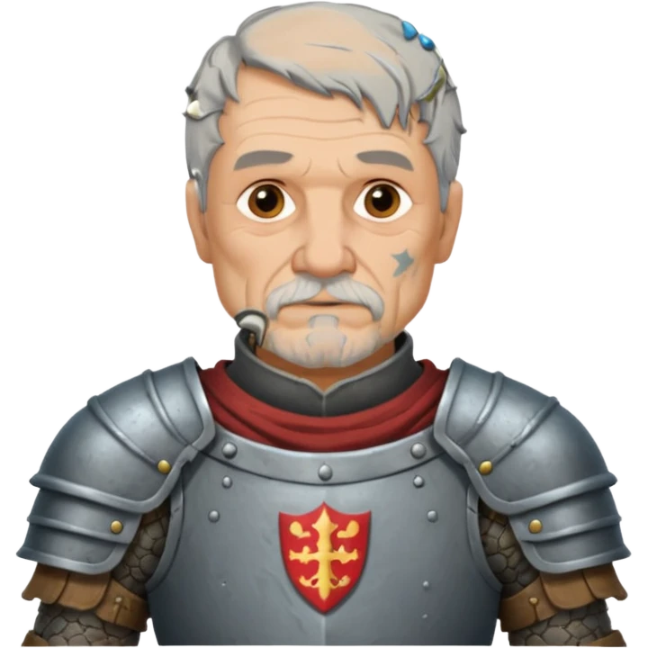elderly tattooed knight, tattooed shoulder emoji