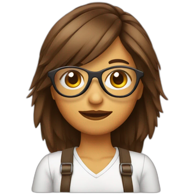 Chica pelo corto y marrón con gafas emoji
