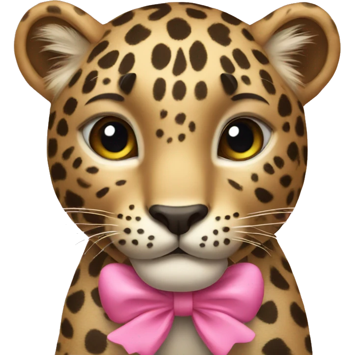 Leopard with a pink bow  emoji