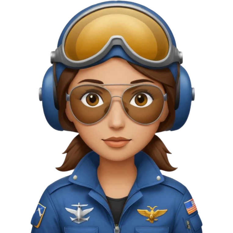 A female pilot with medium skin and tied-back brown hair emoji