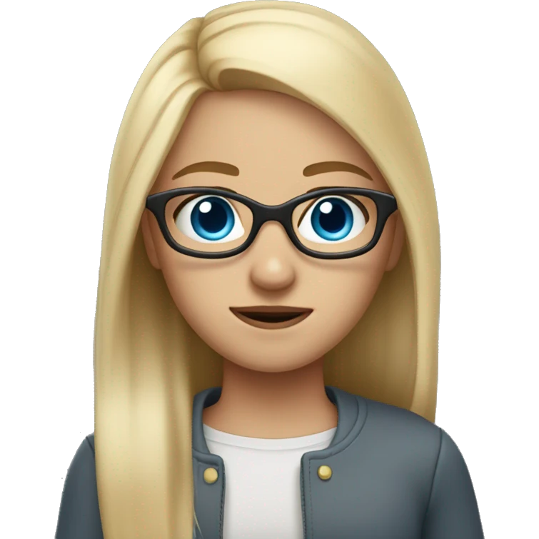 girl with straight blond hair, blue eyes and glasses. And she looks brave emoji