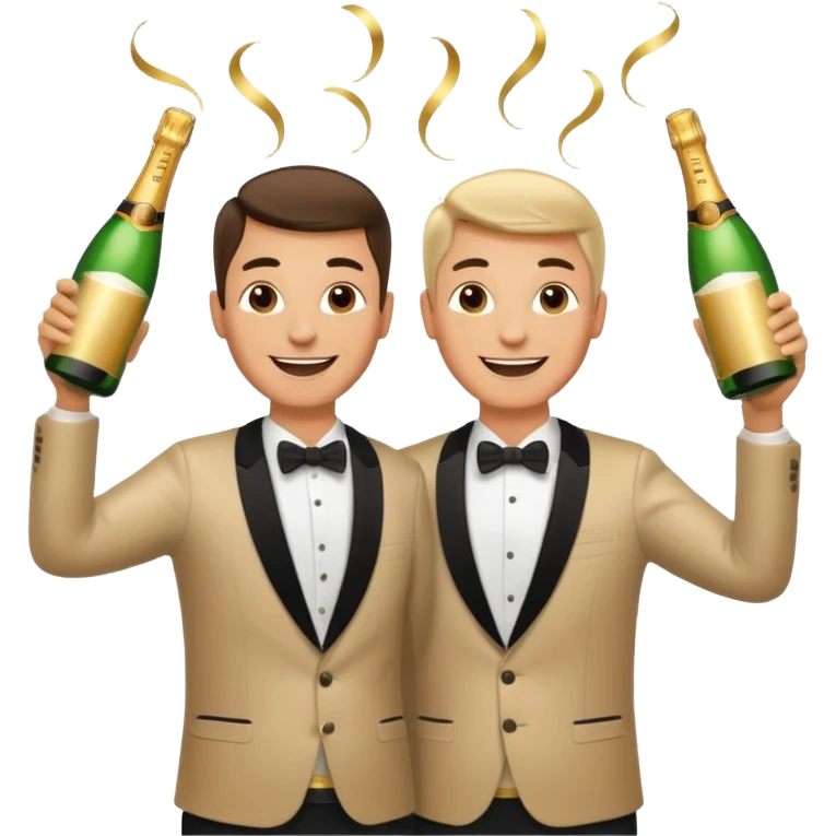 happy man raising two bottles of champagne emoji
