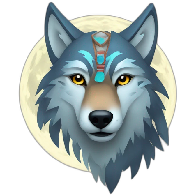 Tribal wolf moon emoji