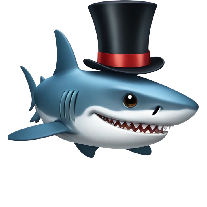 Shark with a top hat emoji