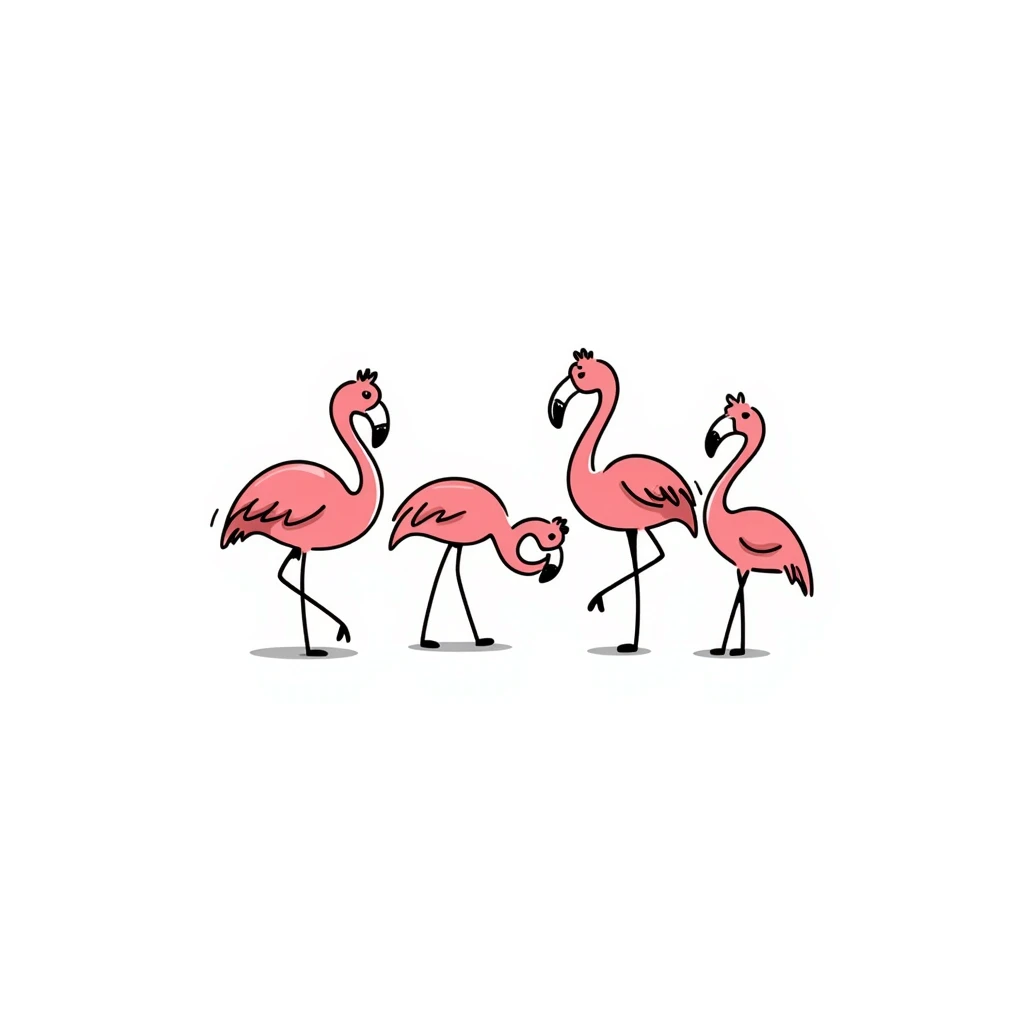 group of cute flamingos standing together emoji