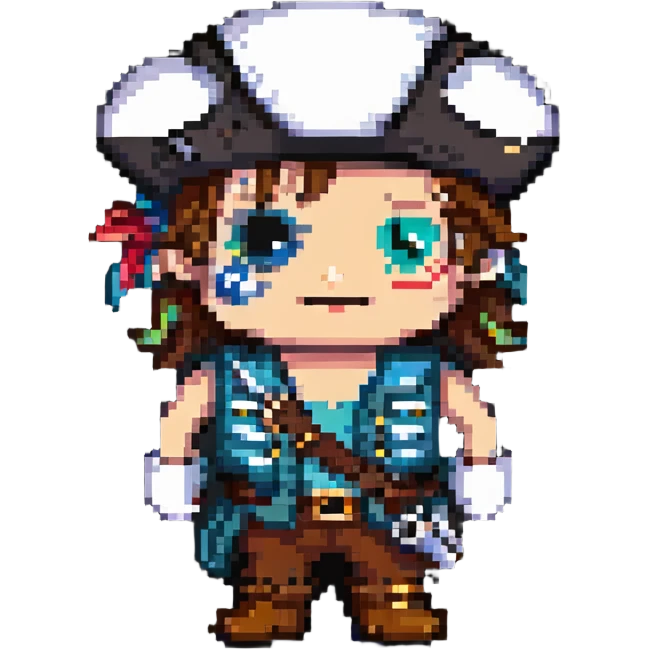 pixel art pirate with eyepatch and hat emoji