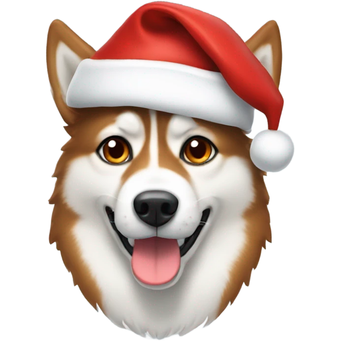 Red husky with Santa hat emoji