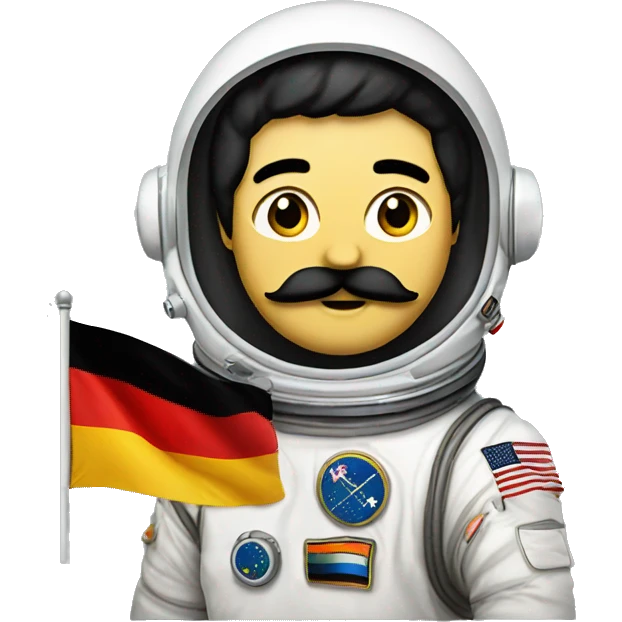 astronaut with black mustach, German Flag, black hairs emoji