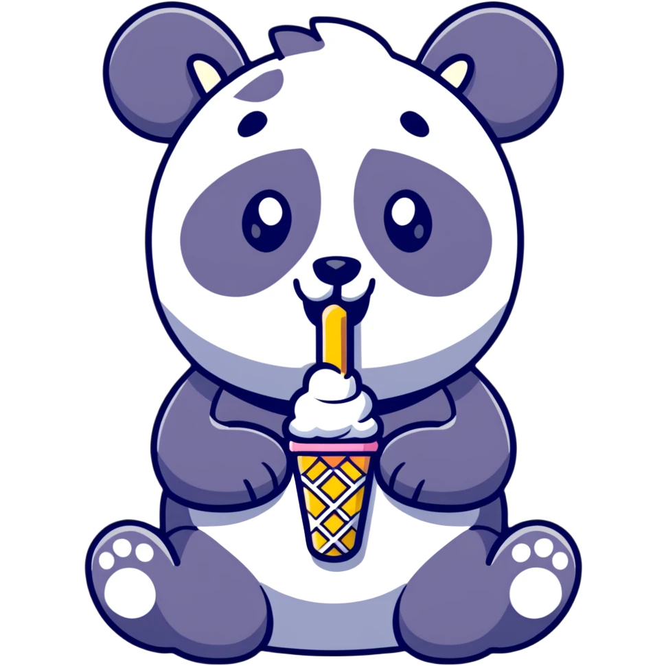 Panda eating ice creamy emoji