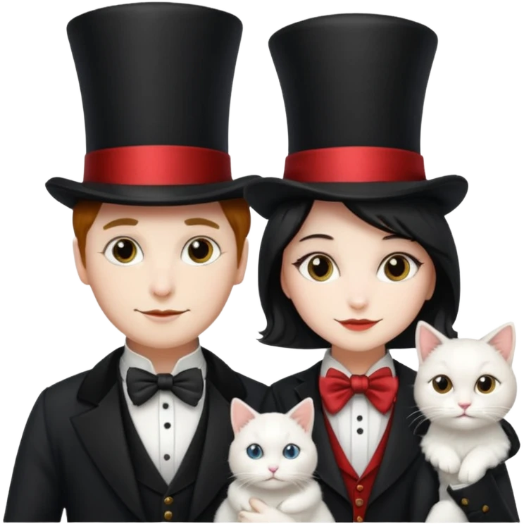 magician couple and their pet cat emoji