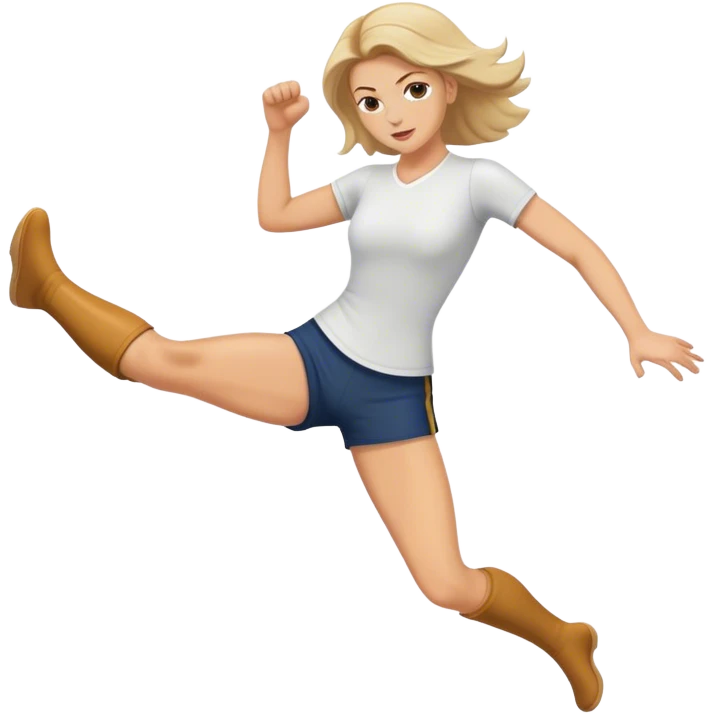 White women kick with her leg emoji
