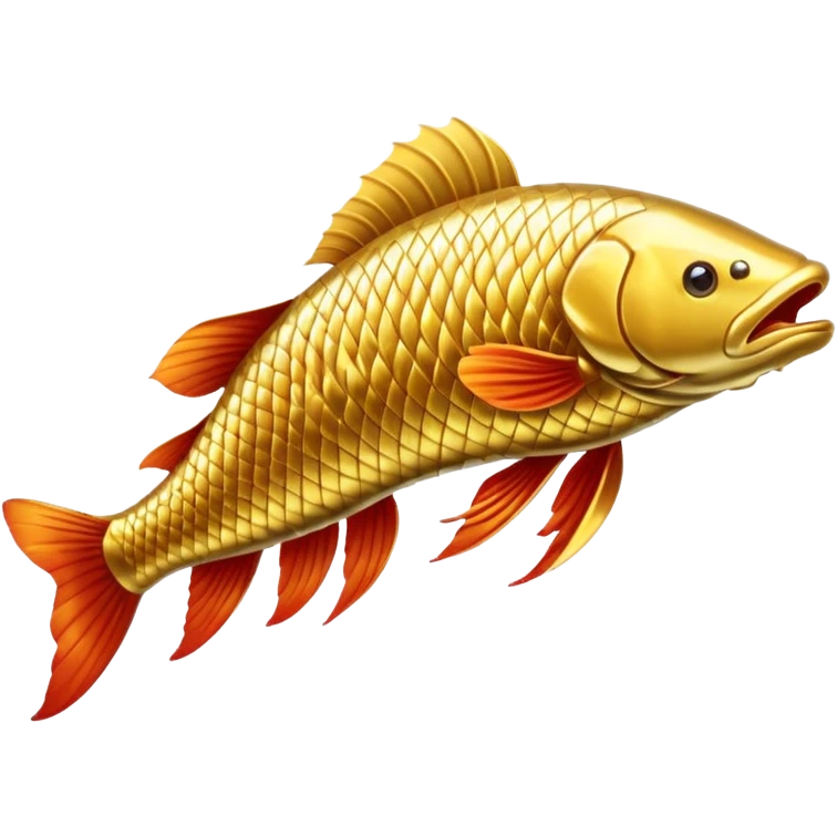 golden arowana, leaping out of water, shimmering emoji